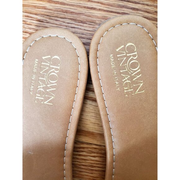 Crown Vintage Womens Red Woven Slide Sandals Made In Italy 10M Manmade Upper - Picture 2 of 6